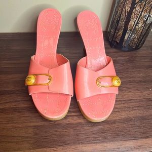 CHANEL Pink Leather Clog-ish Sandals